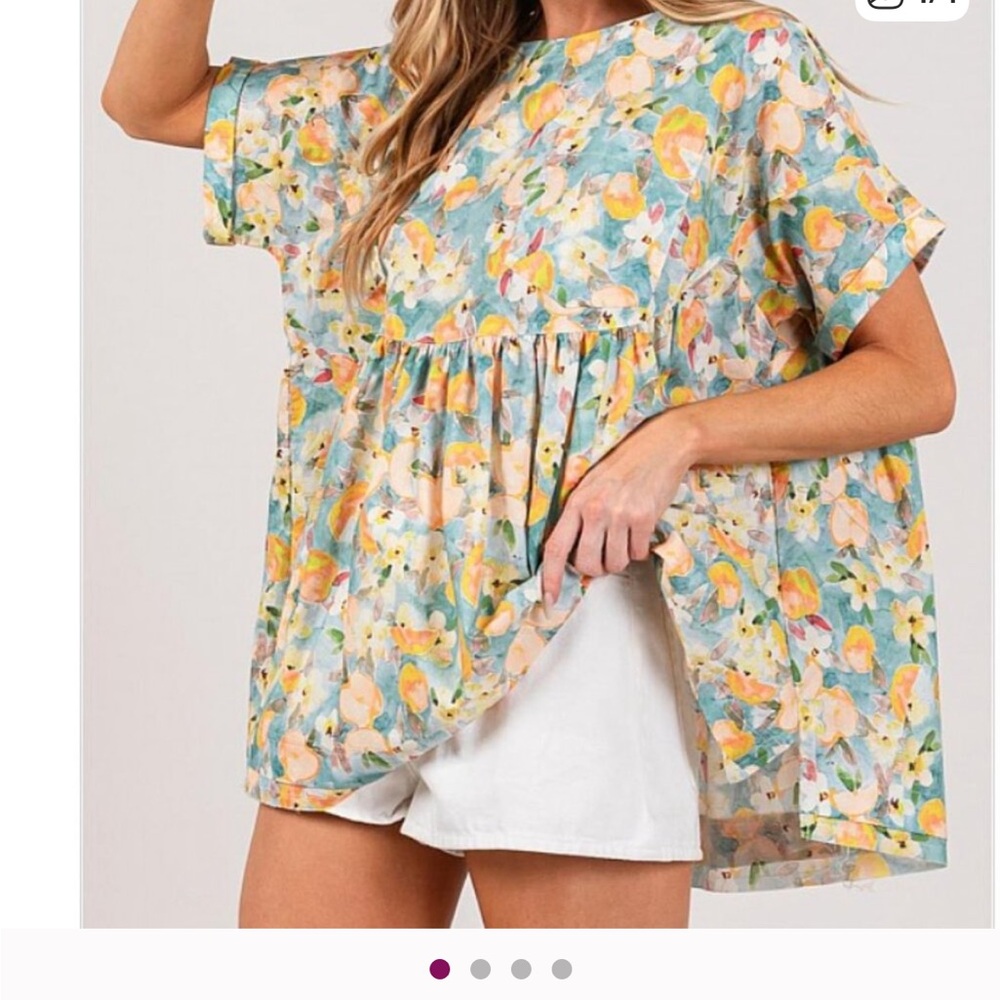 #108 New FLORAL BLISS BABYDOLL TOP